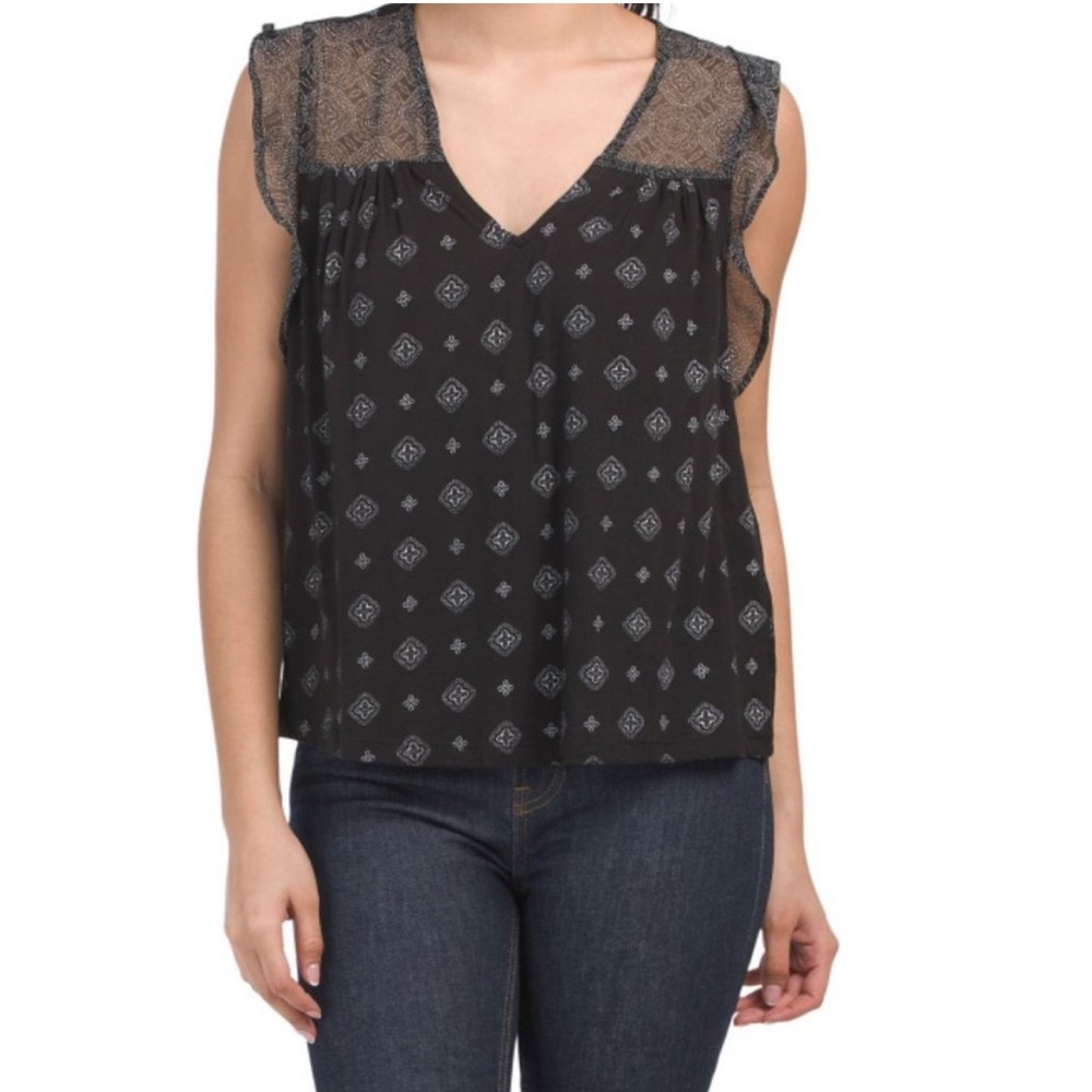 Lucky Brand Flutter Sleeve Blouse